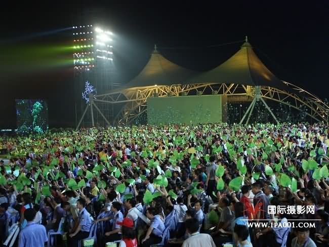 随着演出进入高潮，全场成了一片绿色的海洋.JPG